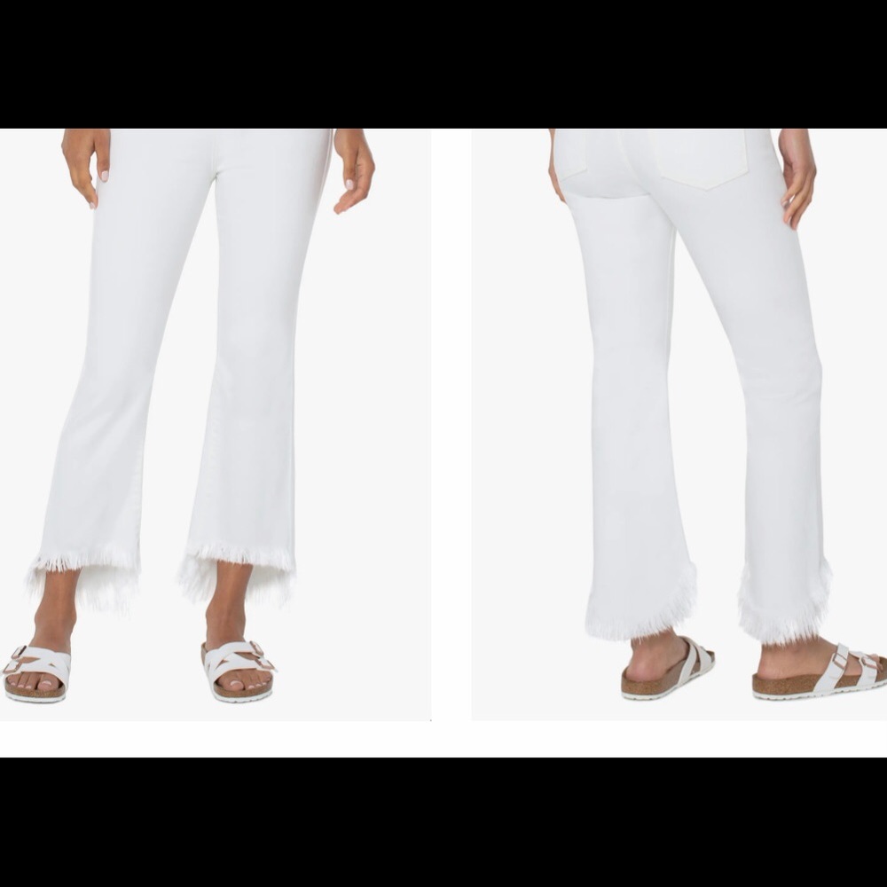Jeans LIVERPOOL LA Hannah  Friinged, crop flare Bone (size 4/ 27 waist)
